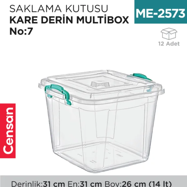 SAKLAMA KUTUSU KARE DERİN M.BOX NO:7 (14 LT) (E-626)