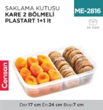 SAKLAMA KUTUSU KARE 2 BÖLMELİ PLASTART 1+1 LT (LC-525)
