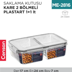 SAKLAMA KUTUSU KARE 2 BÖLMELİ PLASTART 1+1 LT (LC-525)