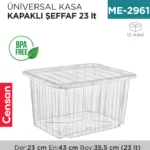 ÜNİVERSAL KASA KAPAKLI ŞEFFAF 23 LT (E-662)