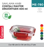 SAKLAMA KABI CONTALI MASTER DİKDÖRTGEN 400 ML (30811)