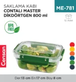 SAKLAMA KABI CONTALI MASTER DİKDÖRTGEN 800 ML (30812)