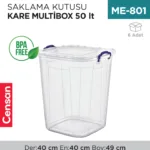 SAKLAMA KUTUSU KARE M.BOX 50 LT ŞEFFAF (E-630)