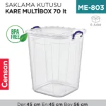 SAKLAMA KUTUSU KARE M.BOX 70 LT ŞEFFAF (E-631)