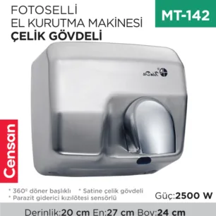 FOTOSELLİ EL KURUTMA MAKİNASI ÇELİK GÖVDELİ 2500 WATT (GSQ250B)