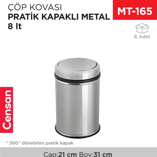 PRATİK KAPAKLI ÇÖP KOVASI METAL 8 LT (801)