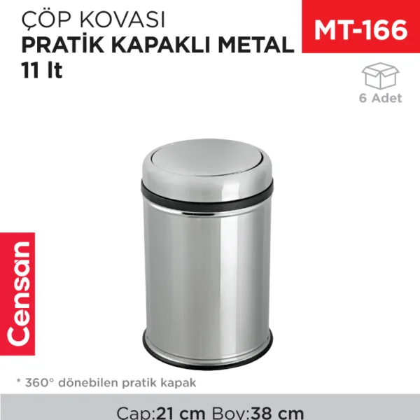 PRATİK KAPAKLI ÇÖP KOVASI METAL 11 LT (802)