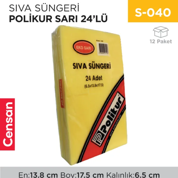 SIVA SÜNGERİ POLİKUR SARI 24LÜ (143)