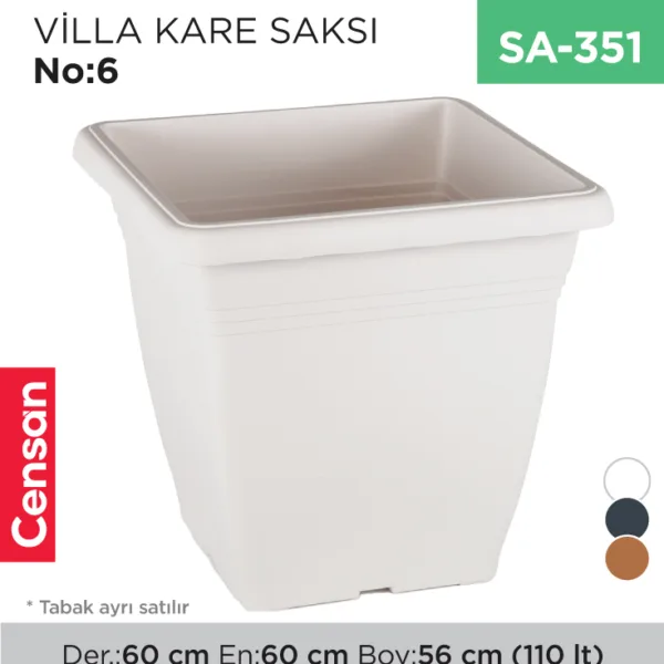 VİLLA KARE SAKSI NO:6 TABAKSIZ (110 LT) (VKS6)