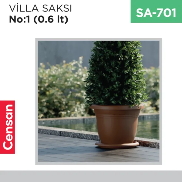 VİLLA SAKSI NO:1 TABAKSIZ (0.6 LT) (V501)