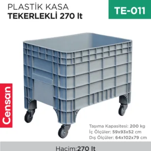 PLASTİK KASA TEKERLEKLİ 270 LT
