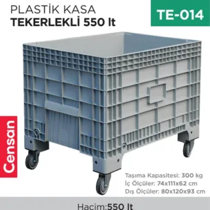 PLASTİK KASA TEKERLEKLİ 550 LT
