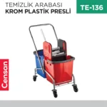 TEMİZLİK ARABASI KROM PLASTİK PRESLİ (CK753)