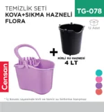 TEMİZLİK SETİ KOVA+SIKMA HAZNELİ FLORA (F059)