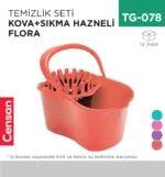 TEMİZLİK SETİ KOVA+SIKMA HAZNELİ FLORA (F059)