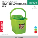 TEMİZLİK SETİ KOVA+SIKMA TEKERLEKLİ 15 LT ORJİNAL (UP 605)