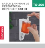 SABUN ŞAMPUAN VE DEZENFEKTAN DİSPENSERİ 300 ML (S7)
