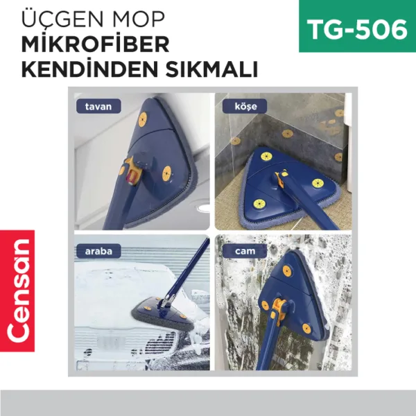 ÜÇGEN MOP MİKROFİBER KENDİNDEN SIKMALI