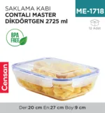 SAKLAMA KABI CONTALI MASTER DİKDÖRTGEN 2725 ML(30415)
