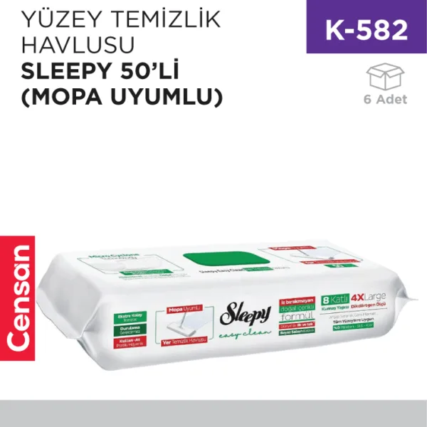 YER TEMİZLİK HAVLUSU SLEEPY 50Lİ (MOPA UYUMLU)