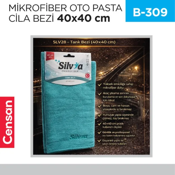 MİKROFİBER OTO PASTA CİLA BEZİ 40*40 CM (SLV28)