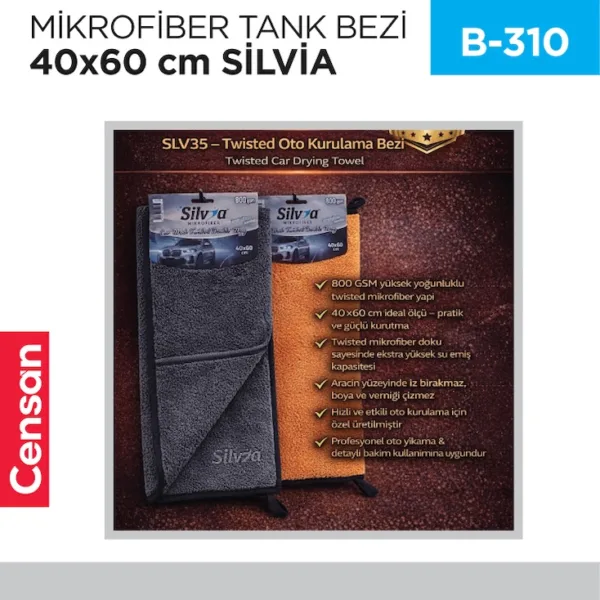 MİKROFİBER TANK BEZİ 40*60 SİLVİA (SLV35)