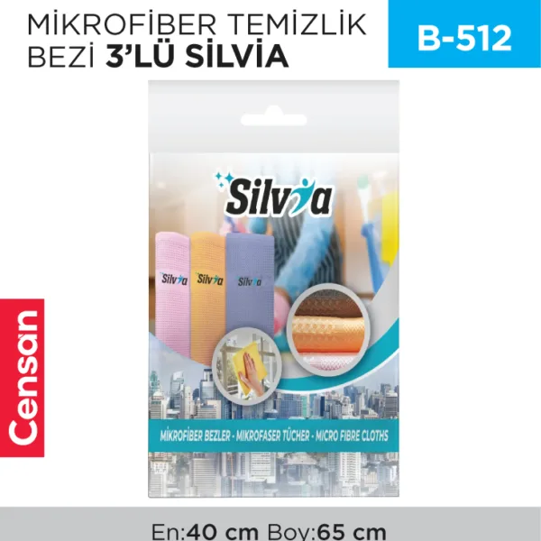 MİKROFİBER TEMİZLİK BEZİ 3LÜ SİLVİA (40*65)(SLV12)