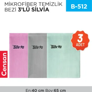 MİKROFİBER TEMİZLİK BEZİ 3LÜ SİLVİA (40*65)(SLV12)