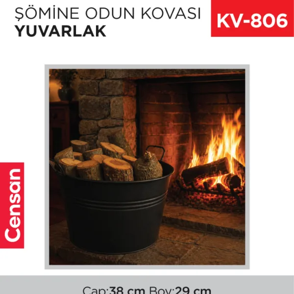 ŞÖMİNE ODUN KOVASI YUVARLAK (857)
