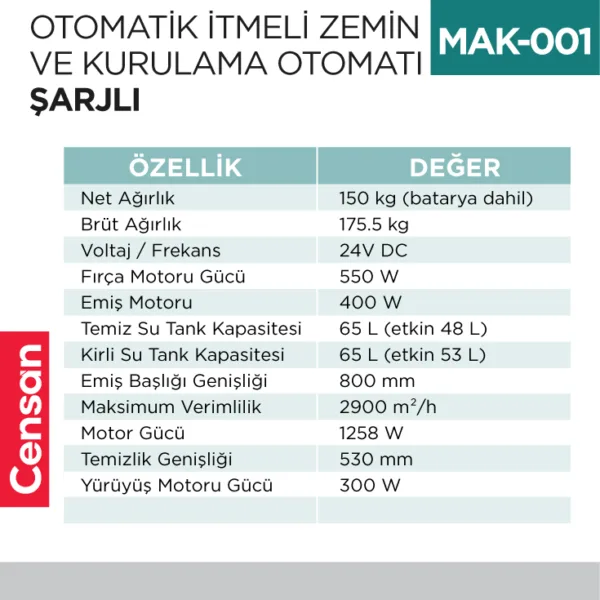 OTOMATİK İTMELİ ZEMİN VE KURULAMA OTOMATI ŞARJLI (UTP707)
