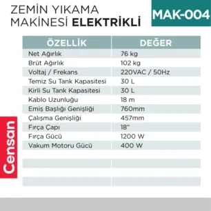 ZEMİN YIKAMA MAKİNESI ELEKTİRİKLİ (UTP703E)