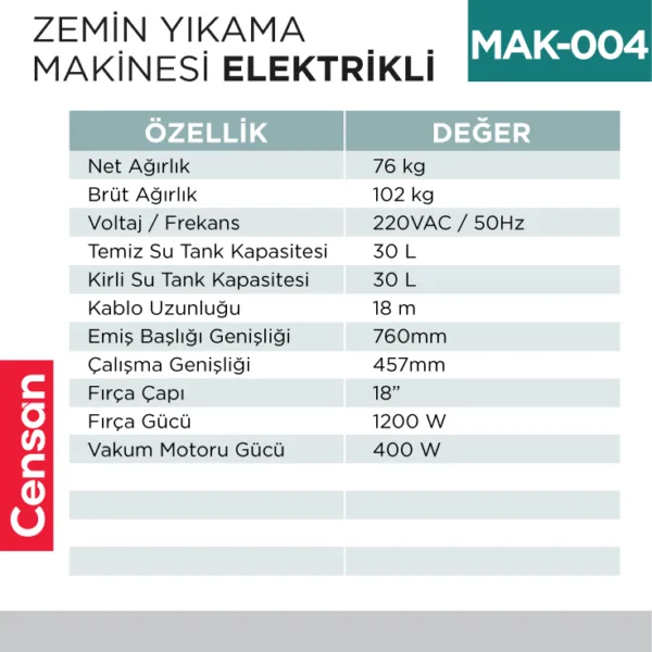 ZEMİN YIKAMA MAKİNESI ELEKTİRİKLİ (UTP703E)