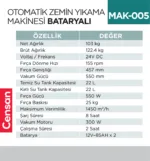 OTOMATİK ZEMİN YIKAMA MAK.BATARYALI (UTP704B)