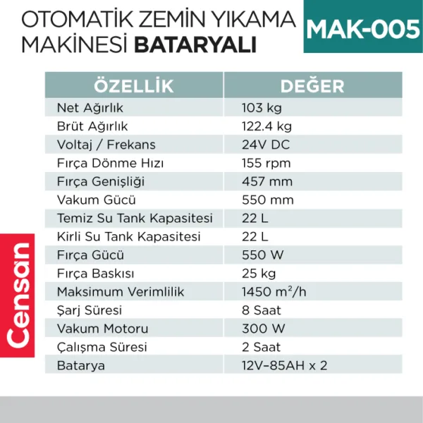 OTOMATİK ZEMİN YIKAMA MAK.BATARYALI (UTP704B)