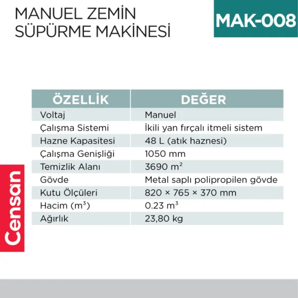 MANUEL ZEMİN SÜPÜRME MAKİNESI  (UTP709M)