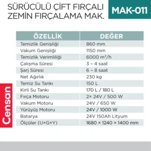 SÜRÜCÜLÜ ÇİFT FIRÇALI ZEMİN FIRÇALAMA MAKİNESI  (UTP714)