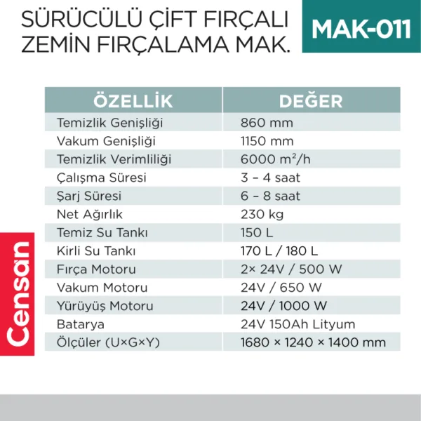 SÜRÜCÜLÜ ÇİFT FIRÇALI ZEMİN FIRÇALAMA MAKİNESI  (UTP714)