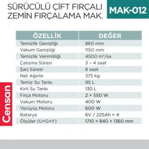 SÜRÜCÜLÜ ÇİFT FIRÇALI ZEMİN FIRÇALAMA MAKİNESI  (UTP710B)