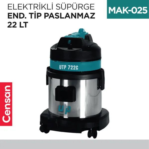 ELEKTRİKLİ SÜPÜRGE END.TİP PASLANMAZ  22 LT (UTP722C)