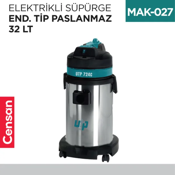 ELEKTRİKLİ SÜPÜRGE END.TİP PASLANMAZ 32 LT (UTP724C)