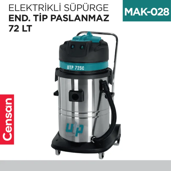 ELEKTRİKLİ SÜPÜRGE END.TİP PASLANMAZ 72 LT (UTP725C)