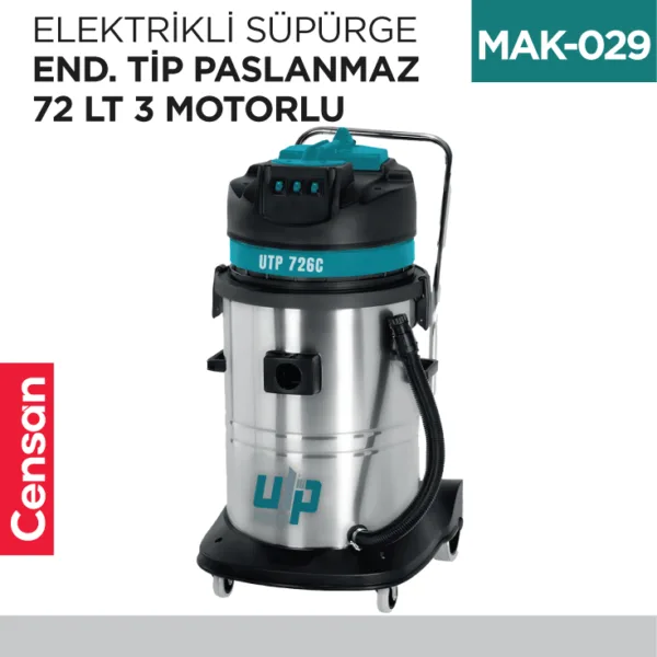 ELEKTRİKLİ SÜPÜRGE END.TİP PASLAMAZ 72 LT 3 MOTORLU  (UTP726C)