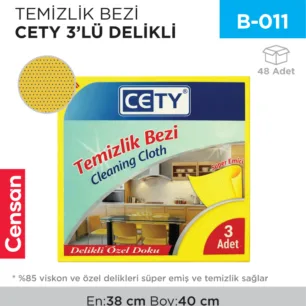 TEMİZLİK BEZİ CETY 3LÜ DELİKLİ (ZANİX)