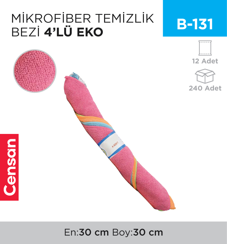 B-131_e56ab3fd96b02b42f6c6b25063d0f50d MİKROFİBER TEMİZLİK BEZİ 4LÜ EKO (TM-468)