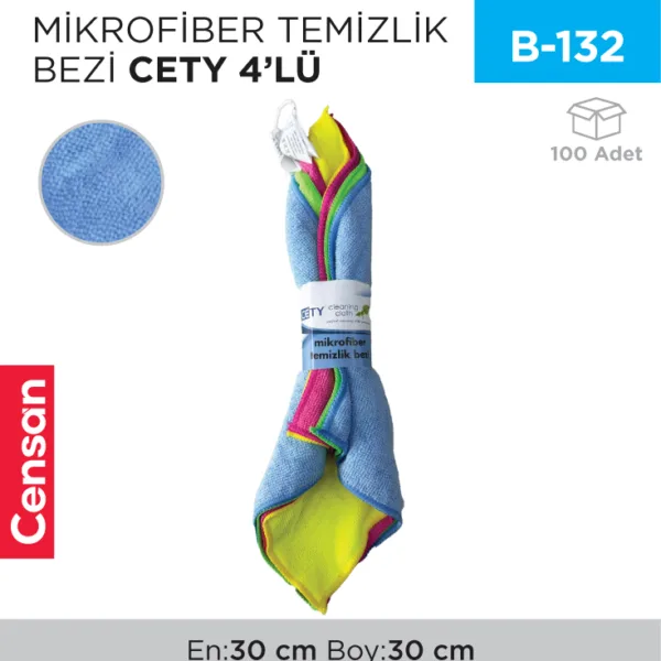 MİKROFİBER TEMİZLİK BEZİ CETY 4 LÜ (LINEX)(RND01)