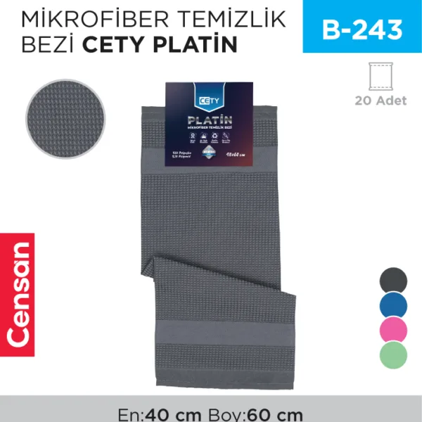 MİKROFİBER TEMİZLİK BEZİ PLATİN 40*60 CM