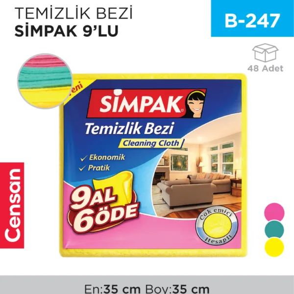 TEMİZLİK BEZİ SİMPAK 9LU (2589)