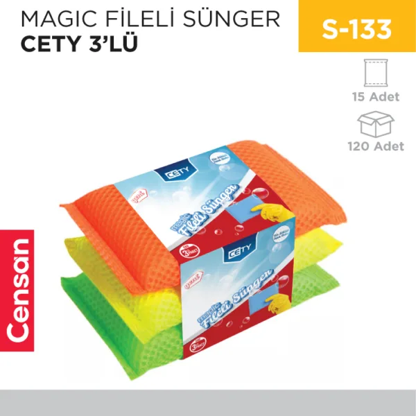 MAGİC FİLELİ SÜNGER CETY 3LÜ (TM-460)
