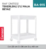 RAF ÜNİTESİ TEKERLEKLİ 2Lİ MAJA BEYAZ (0912)