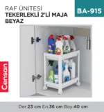 RAF ÜNİTESİ TEKERLEKLİ 2Lİ MAJA BEYAZ (0912)